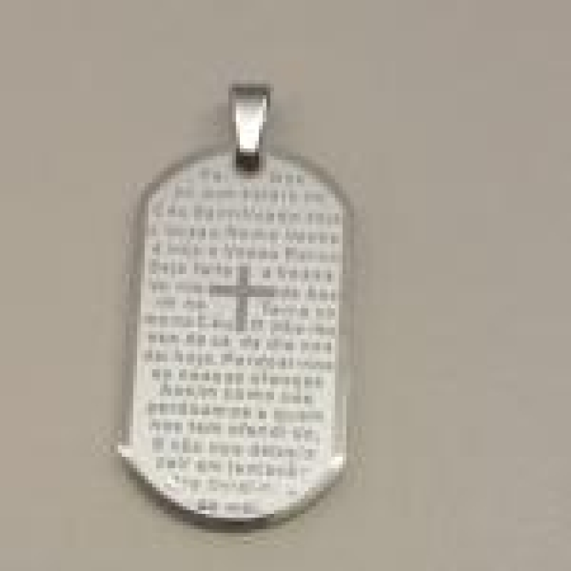 PINGENTE AÇO PLACA OVAL PAI NOSSO 20MM