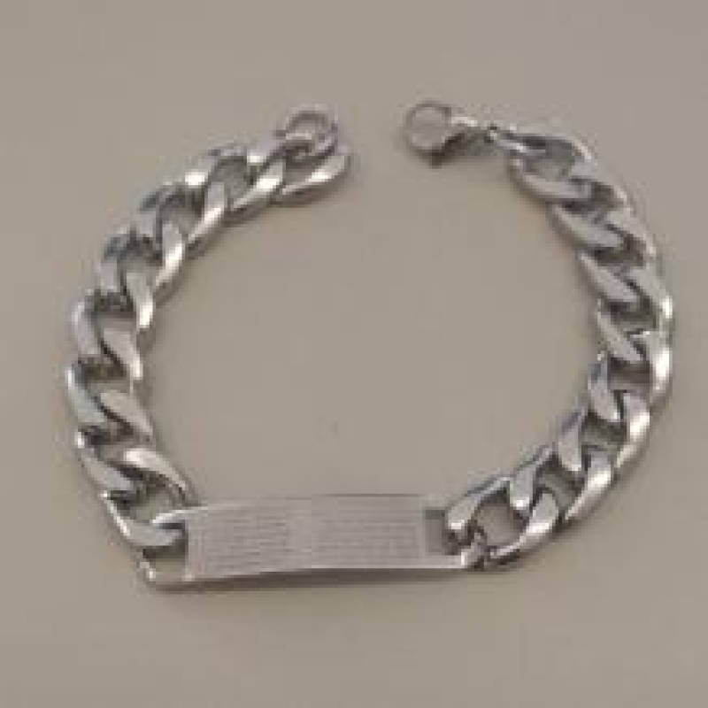 PULSEIRA AÇO PAI NOSSO PLACA GRUME 11MM 20CM