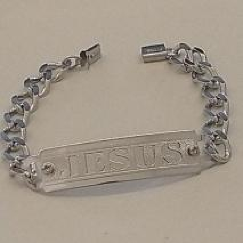 PULSEIRA AÇO PLACA JESUS GRUME 8MM 20CM FECHO GAVETA