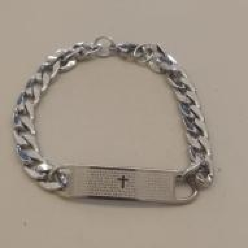 PULSEIRA AÇO PLACA PAI NOSSO GRUME 7,5MM 18CM