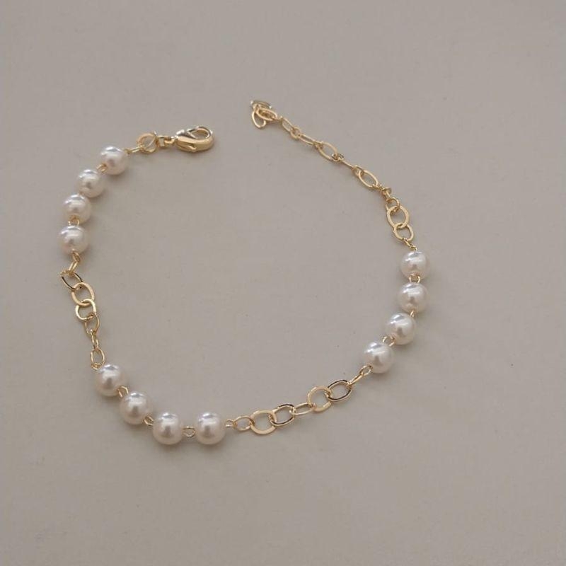 PULSEIRA FO 12 BOLAS PEROLAS 5MM ELOS 16CM+ALONG