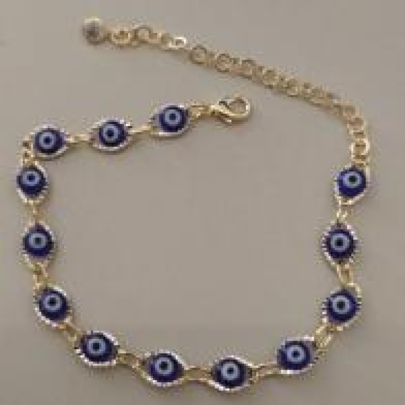 PULSEIRA FO 13 OLHO GREGO AZUL 16CM+ALONG  ZIRC