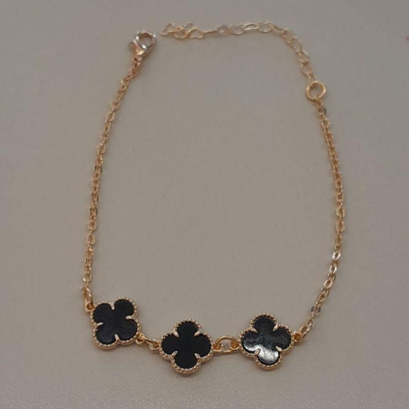 PULSEIRA FO 3 TREVO  6MM CORR CADEADO 18CM + ALONG