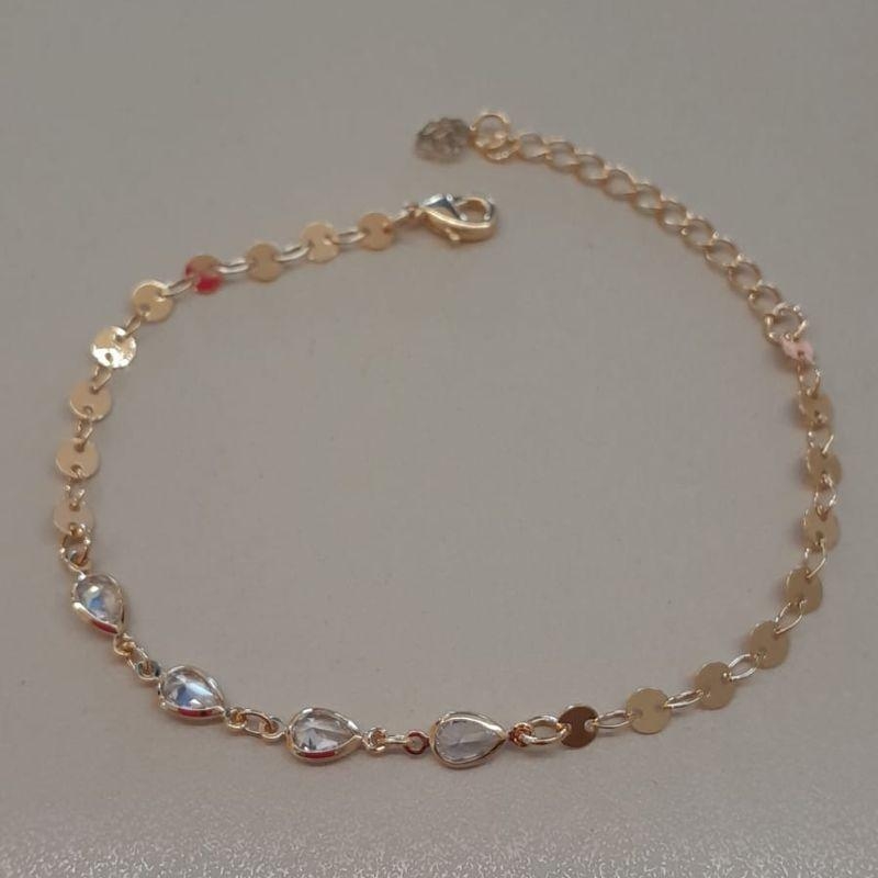 PULSEIRA FO 4 GOTA ZIRC CORR MOEDINHA LISA 17CM + ALONG