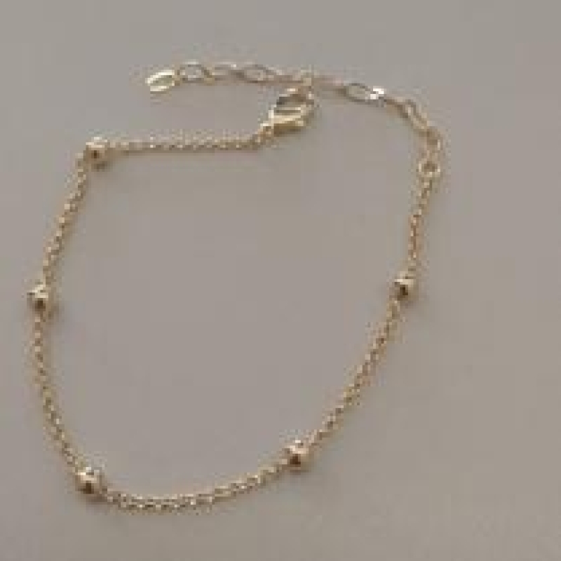PULSEIRA FO 5 BOLA LISA 3MM ELO PORTUGUES 1,2MM 16CM+ALONG