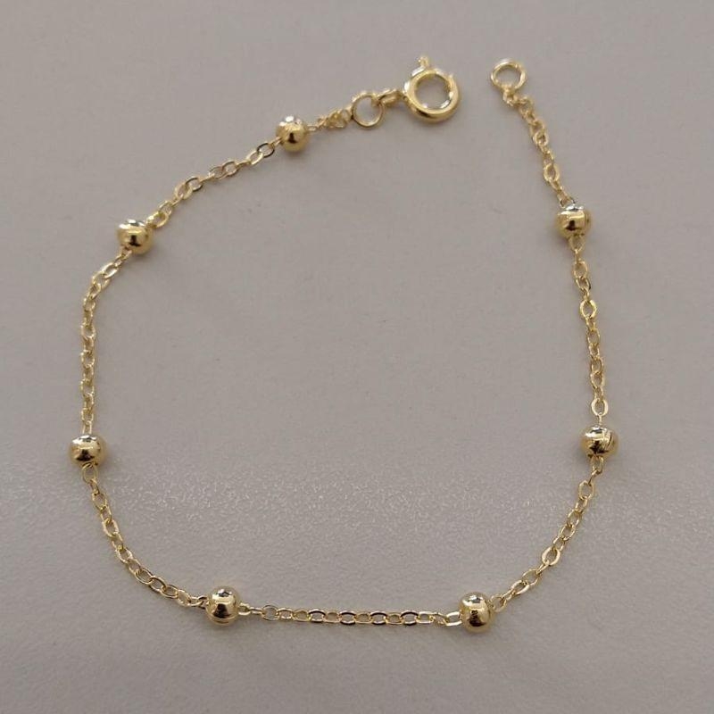 PULSEIRA FO 7 BOLAS LISA 3,5MM CORR CADEADO 18CM