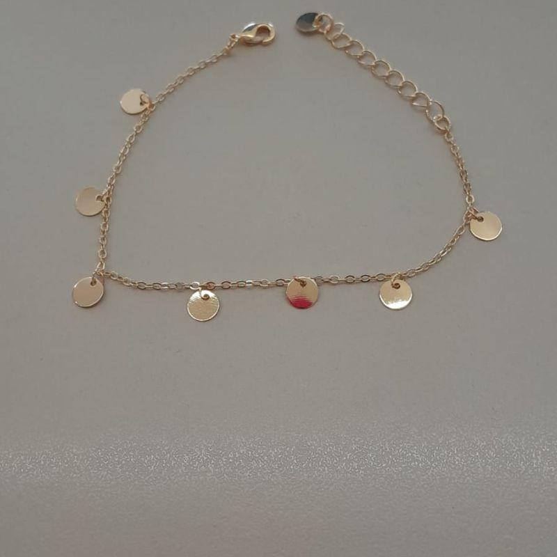 PULSEIRA FO 7 MOEDINHA LISA CORR CADEADO  17CM + ALONG