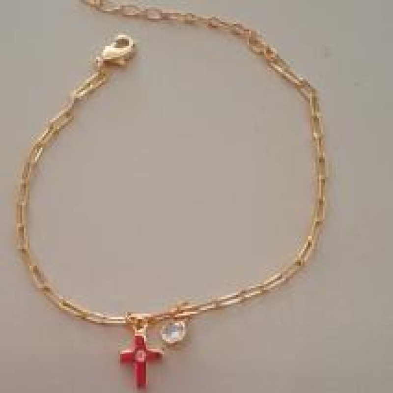 PULSEIRA FO CARTIER ZIRC RDD CRUZ PEND 16CM+ALONG