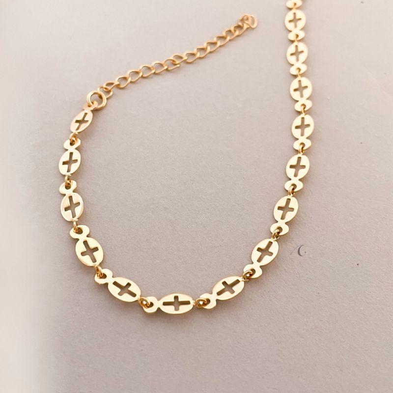 PULSEIRA FO CRUZ  PLACA OVAL VAZ 18CM + ALONG