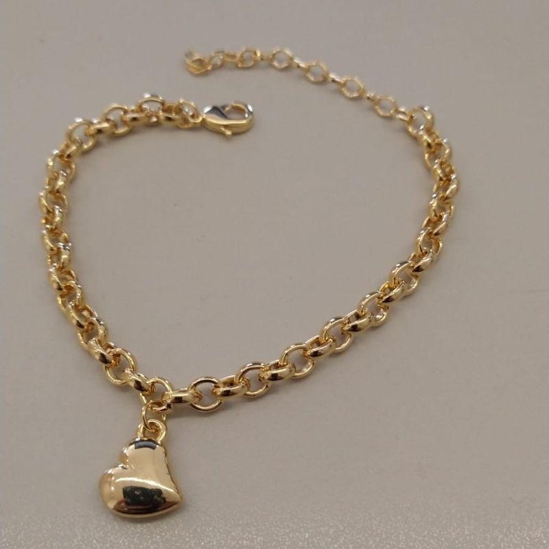 PULSEIRA FO ELO PORTUGUES 5MM CORA PEND LISO 11MM
