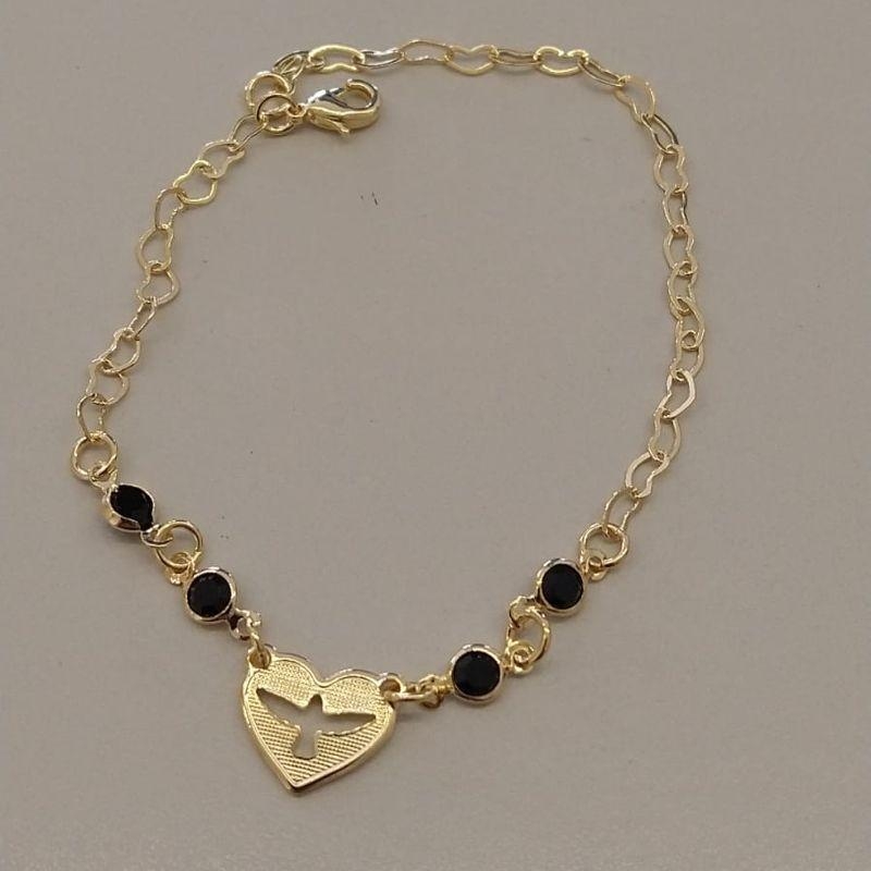 PULSEIRA FO ESP SANTO CORR CORAÇÃO 4 ZIRC RDD PRETO