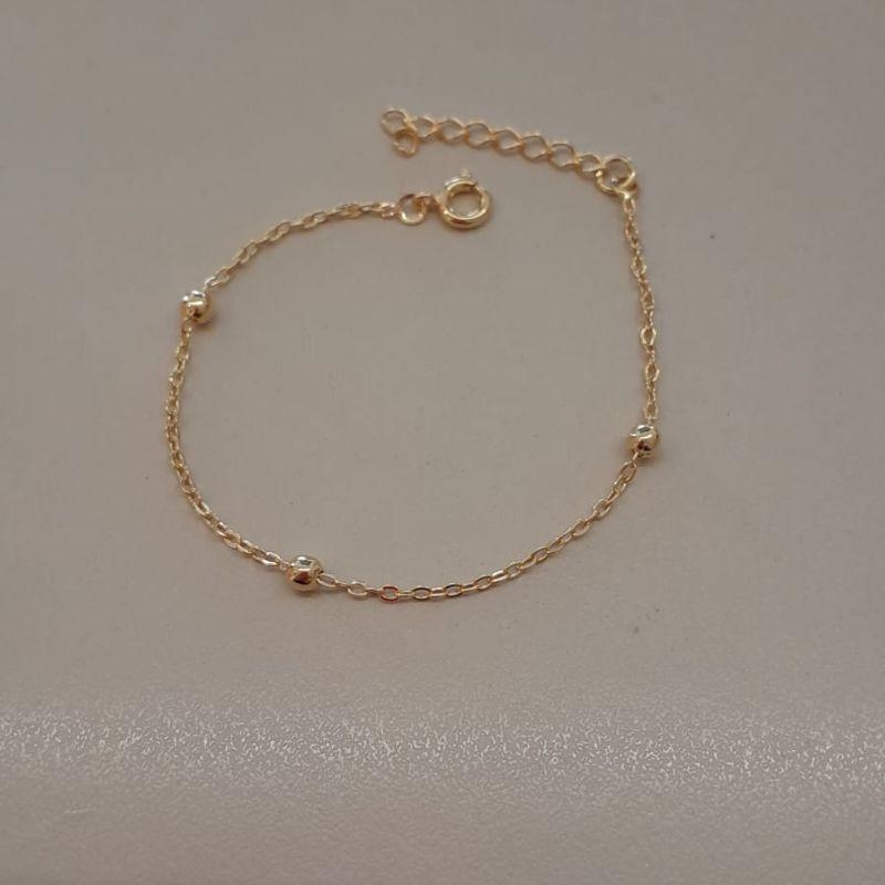 PULSEIRA FO INF 3 BOLA LISA 3MM CORR CADEADO 15CM + ALONG