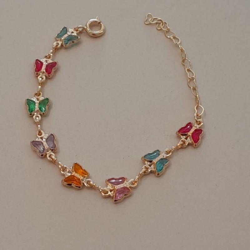 PULSEIRA FO INF 7 BORBOLETA COLORIDA 11CM + ALONG