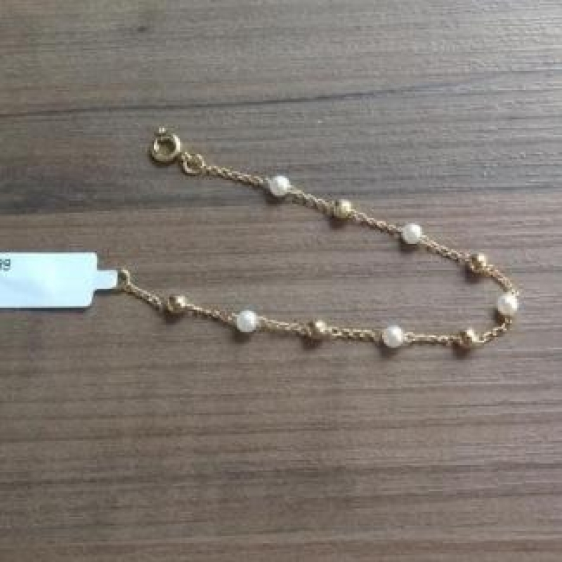 PULSEIRA FO INFANTIL PEROLA  E BOLINHAS 4MM