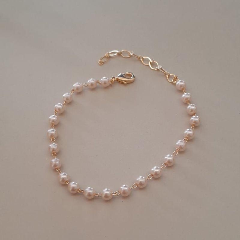 PULSEIRA FO PEROLA 4MM INTEIRA 16CM+ALONG
