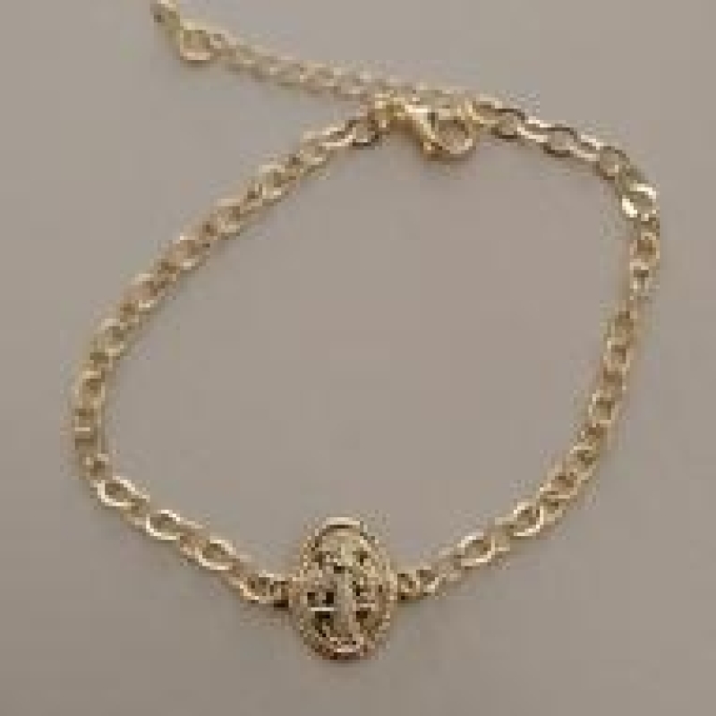 PULSEIRA FO SÃO BENTO OVAL ELOS  17CM + ALONG