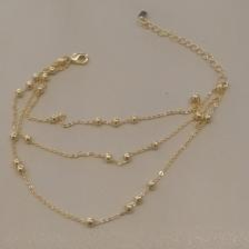PULSEIRA FO TRIPLA BOLINHA LISA CORR CADEADO 17CM+ALONG
