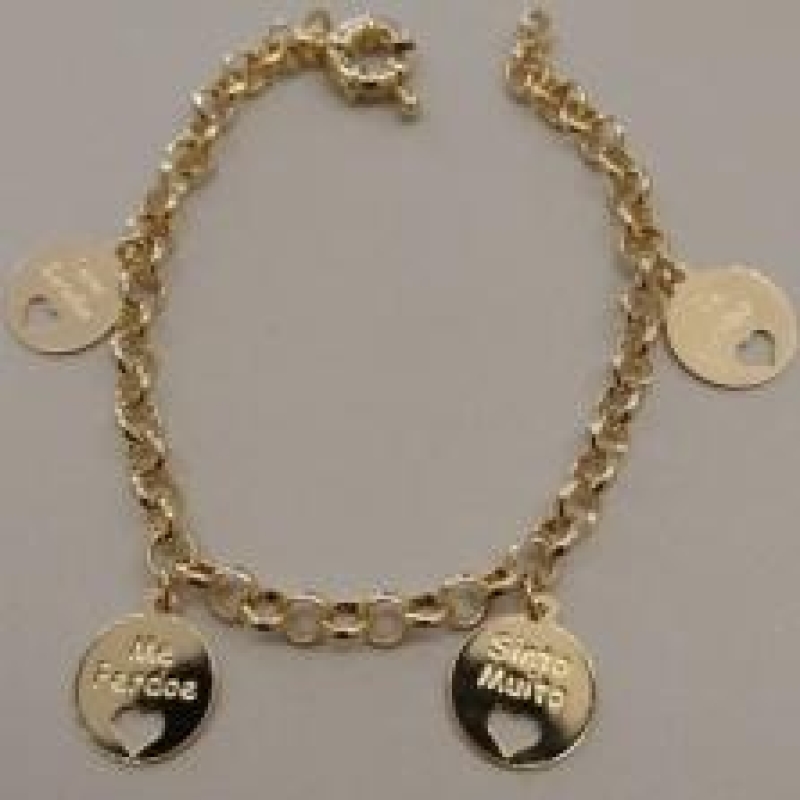 PULSEIRA PORTUGUESA PLAQUINHAS COM CORA