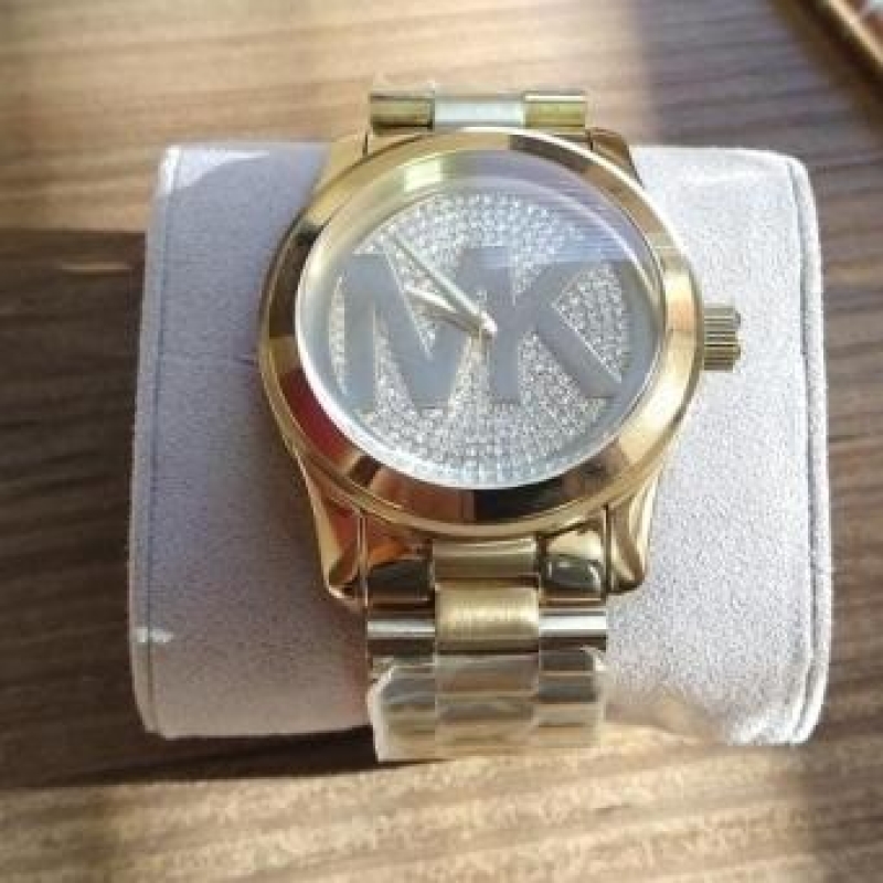 RELÓGIO MICHAEL KORS DOURADO INTERNO PEDRA COM MK