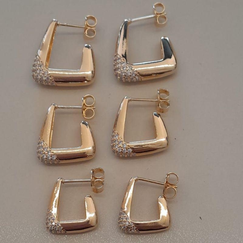 TRIO FO ARGOLA GEOMETRICA LISA PONTA CRAVEJ 20MM 17MM 15MM