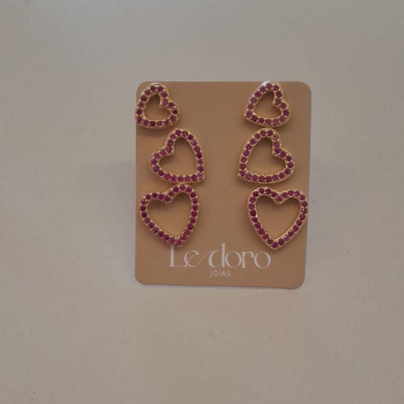 TRIO FO CORA CRAVEJ ROSA 10MM 9MM 7MM