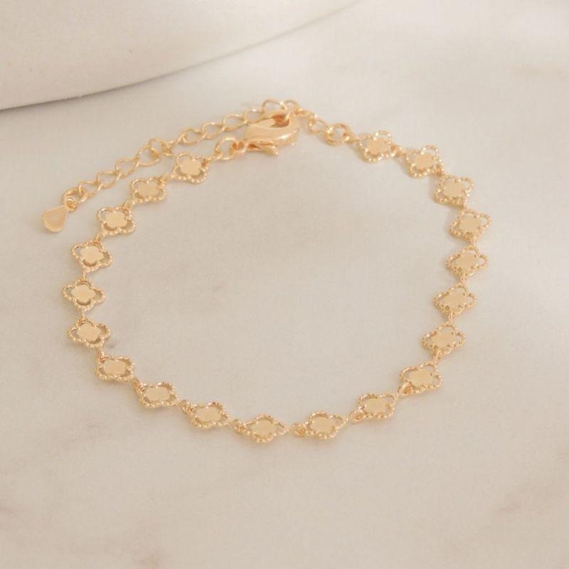 PULSEIRA FO TREVO LISO TRABALHADO 17CM + ALONG