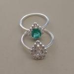 ANEL PRATA GOTA ZIRC VERDE CRISTAL 6MM