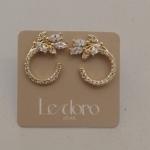 BRINCO FO ZIRC MEIO CIRCULO RAMO FLOR  10MM