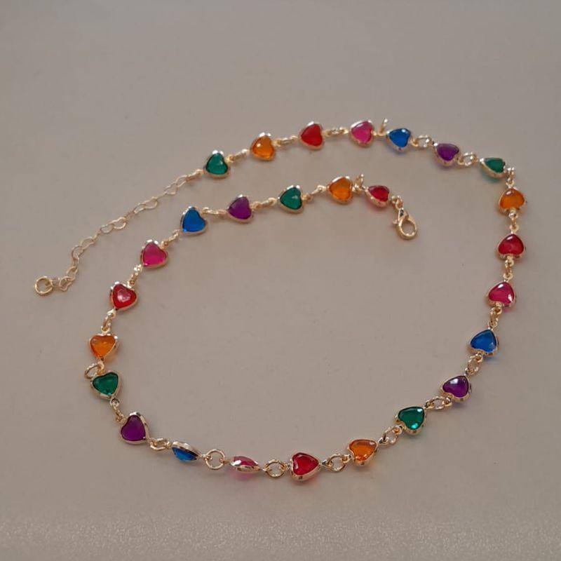 CHOKER  FO CORA COLORIDO 35CM + ALONG