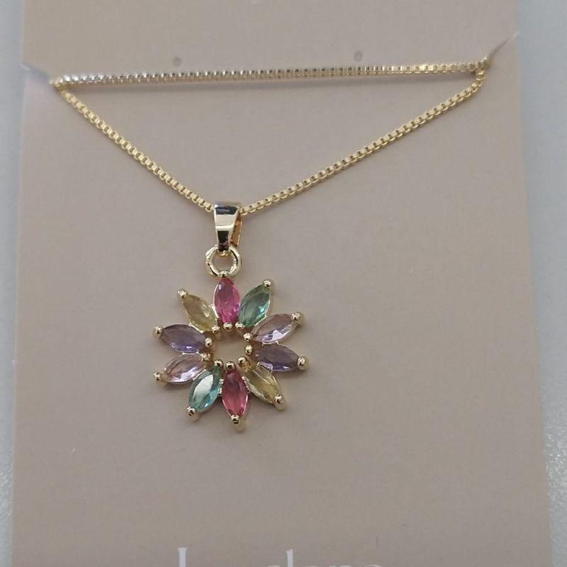 COL FO FLOR 8 PETALAS COLORIDAS NAVETE 15MM VENEZ 45CM