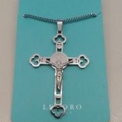COLAR AÇO SÃO BENTO JESUS PENDURADO 33MM 70CM