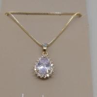 COLAR FO GOTA ZIRC CRISTAL 11MM 1 FIL CRAVEJ VENEZ 45CM