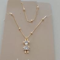 COLAR FO MENINA ZIRC TRIANGULO CORR 21 BOLINHAS VENEZ 45CM+ALONG