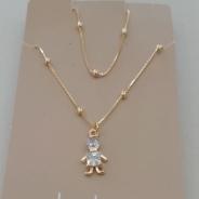 COLAR FO MENINO ZIRC TRIANGULO CORR 21 BOLINHAS VENEZ 45CM+ALONG