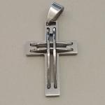 PINGENTE AÇO CRUZ VAZ ELEVADA DUPLA  19MM