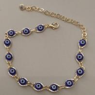 PULSEIRA FO 13 OLHO GREGO AZUL 16CM+ALONG  ZIRC
