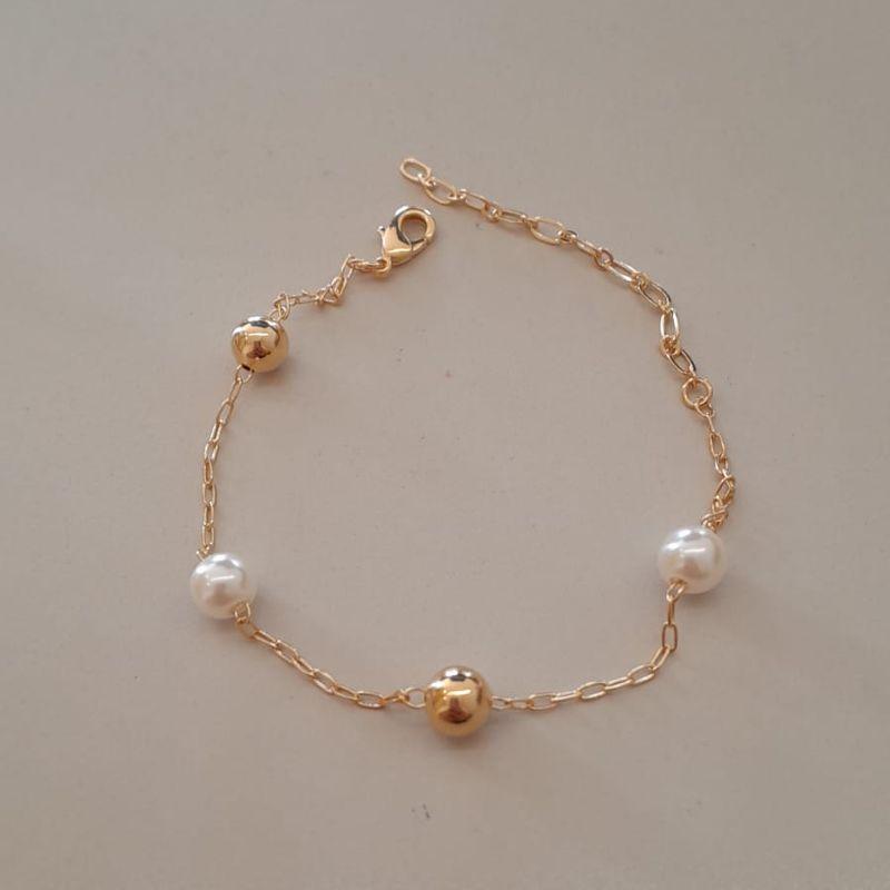 PULSEIRA FO 2 PEROLAS 2 BOLA LISA 6MM CORR CARTIER 16CM+ALONG