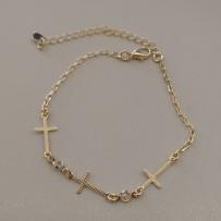 PULSEIRA FO 3 CRUZ TRABALHADA 2 ZIRC RDD CORR CARTIER 17CM+ALONG