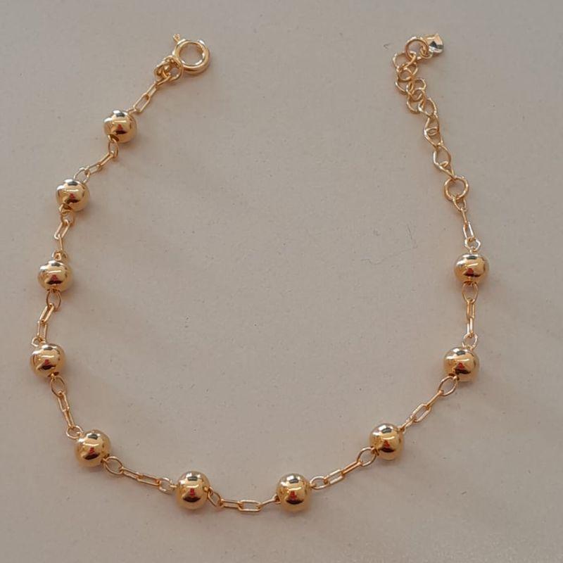 PULSEIRA FO 4 BOLA LISA 5MM CORR CADEADO 15CM + ALONG