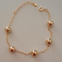 PULSEIRA FO  5 BOLA LISA  7,5MM CORR ELOS 18CM+ALONG