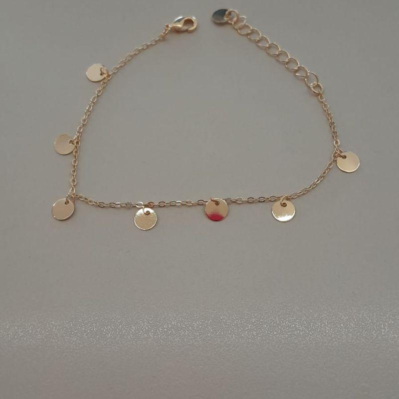 PULSEIRA FO 7 MOEDINHA LISA CORR CADEADO  17CM + ALONG