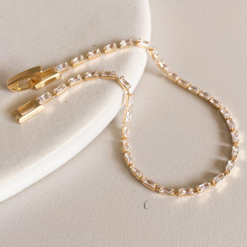 PULSEIRA FO BAGUETE CRISTAL 1,4MM  17CM