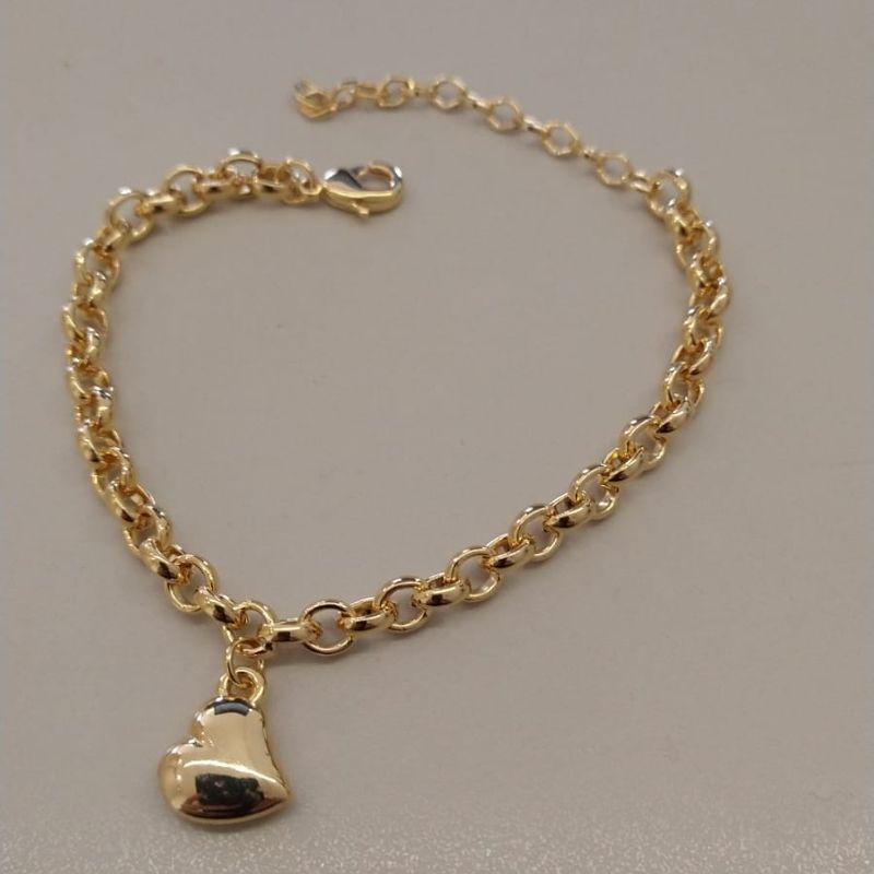 PULSEIRA FO ELO PORTUGUES 5MM CORA PEND LISO 11MM