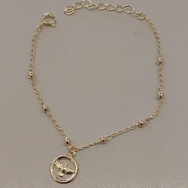 PULSEIRA FO ESP SANTO PEND RDD 7 BOLA LISA 2,5MM ELOS 16CM+ALONG