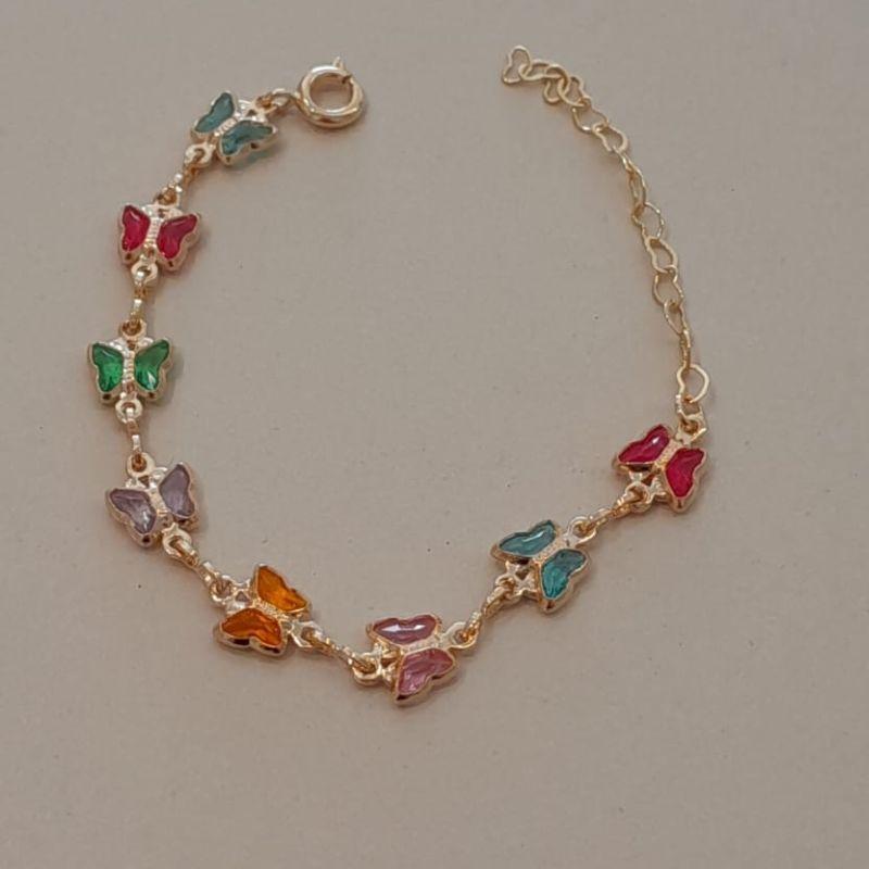 PULSEIRA FO INF 7 BORBOLETA COLORIDA 11CM + ALONG